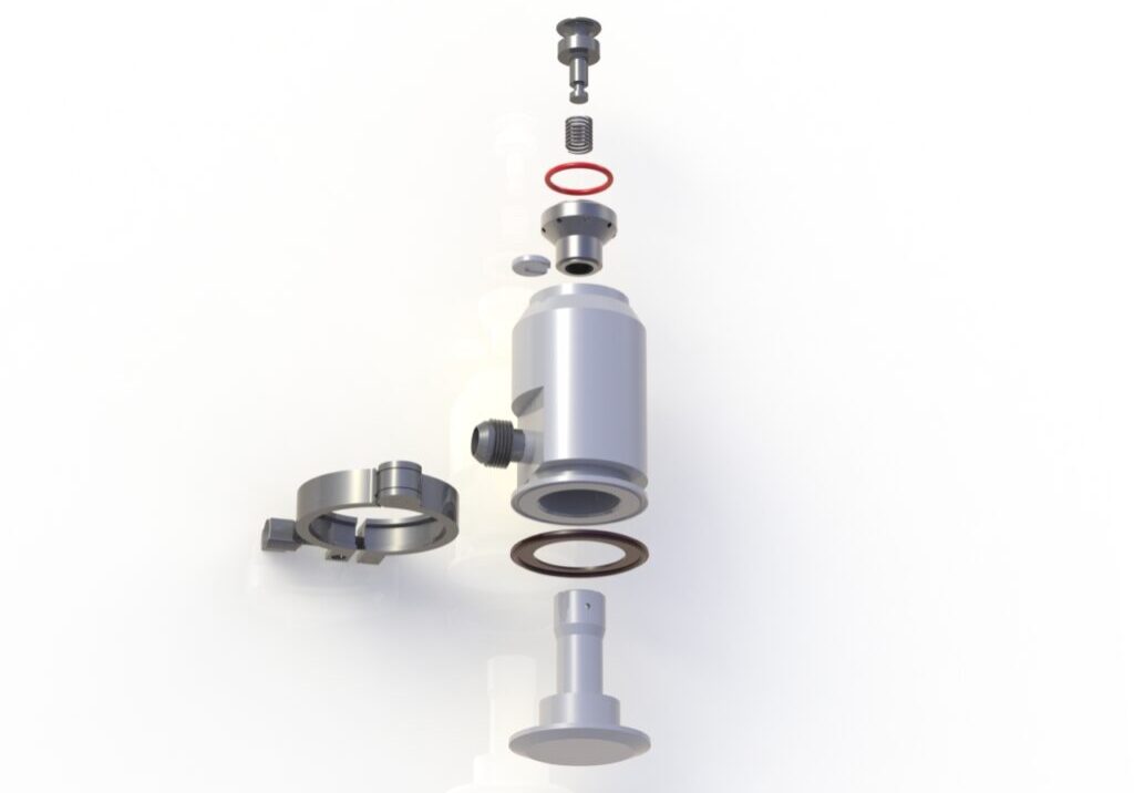 Exploded view of Direct Steam Injector showing all internal and external parts